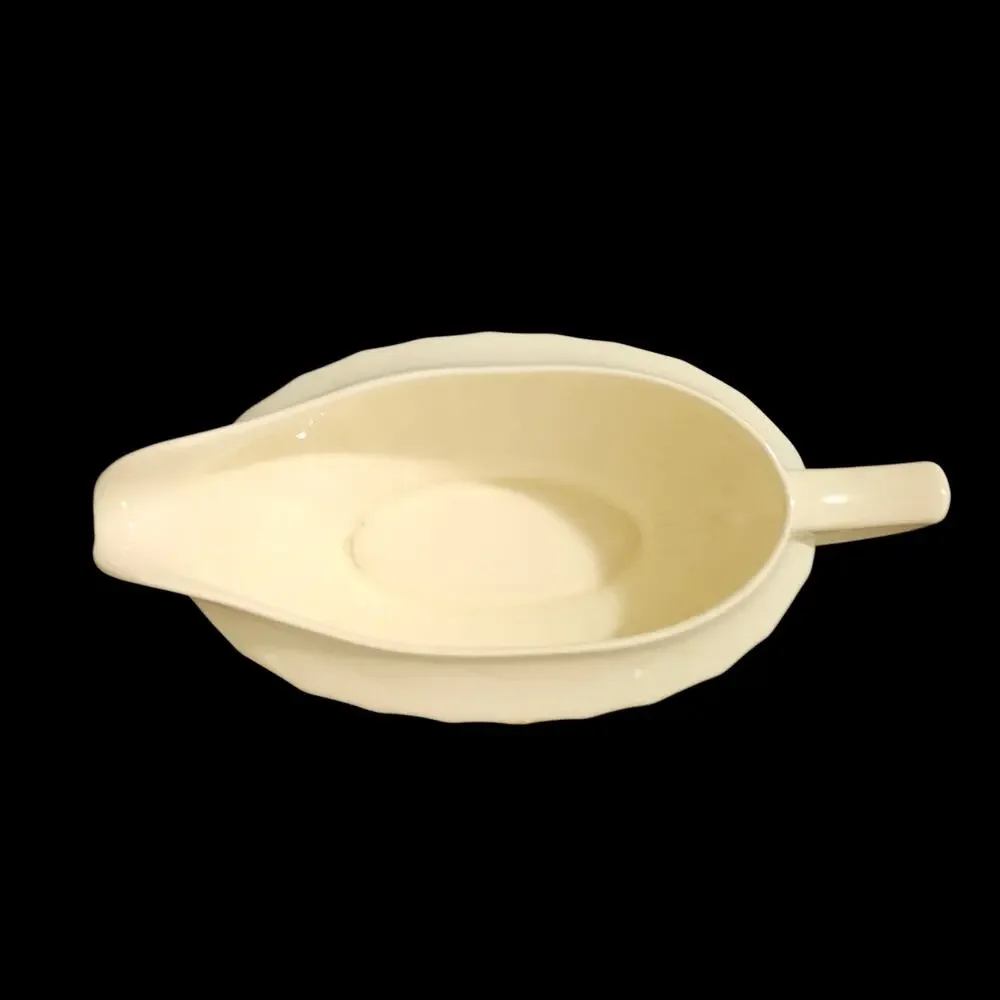 Edwin M Knowles Floral Semi Vitreous China Gravy Boat Vintage Cream Serving